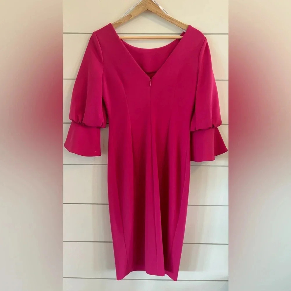 NWOT Calvin Klein Hot Pink Midi Dress - Picture 3 of 3